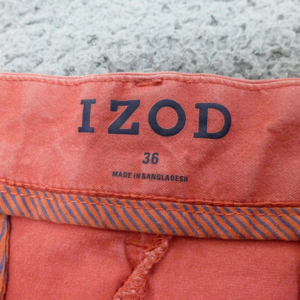 IZOD Shorts Mens 36 Coral Pink Stretch Cotton Flat Front Chino 9